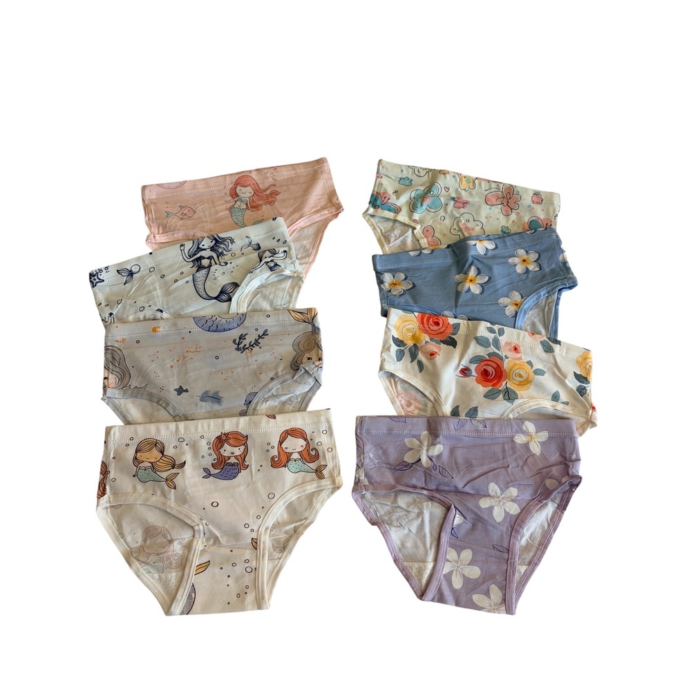 *BRAND NEW* 8-Pack Little Girls Mermaid & Floral Underwear Panties Briefs Size 5